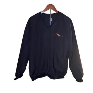 Mens Size L Badger Sport V Neck Pullover Windbreaker Black Golf Activewear